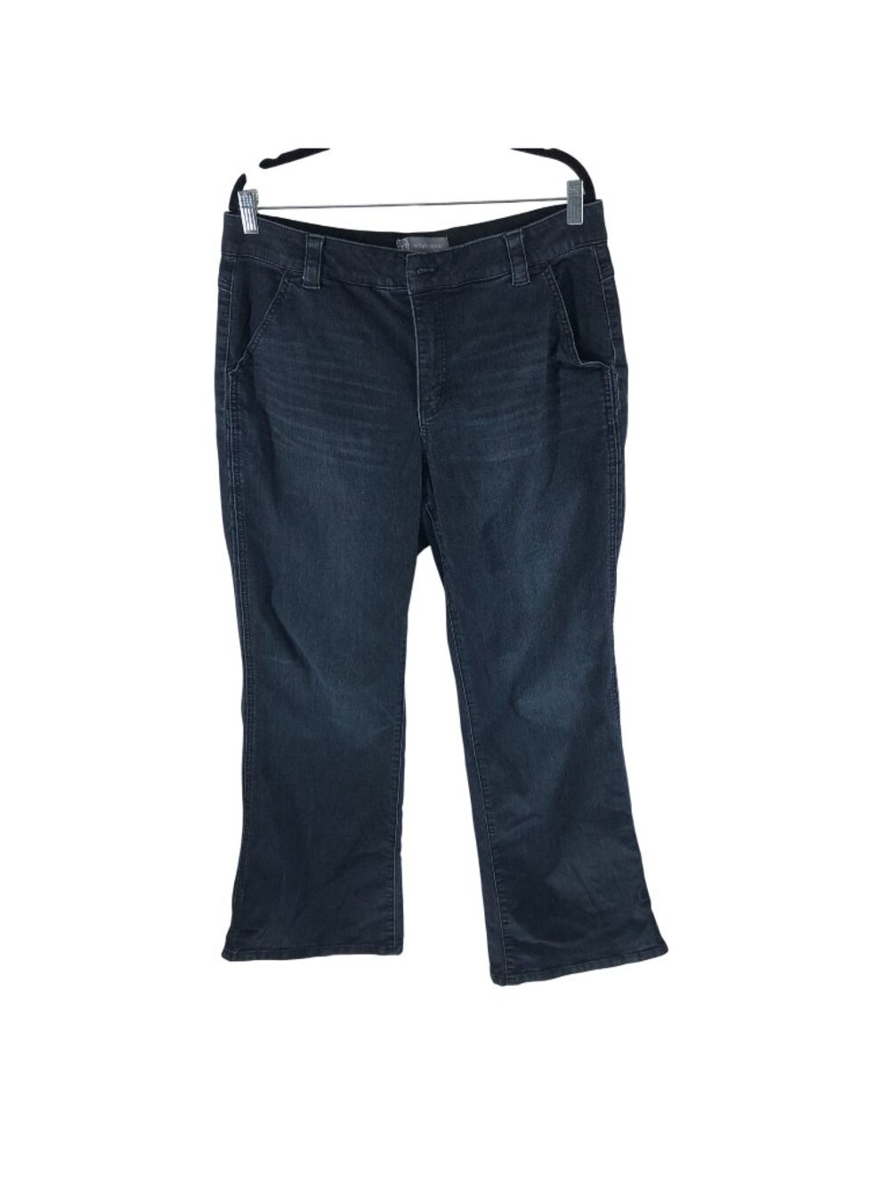 Wit & Wisdom Womens Jeans Flare Dark Wash Elastic Waist Flap Pockets 16W FLAW
